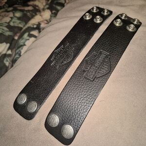NEW - Harley-Davidson Black Leather Snap Cuffs/Wristbands.